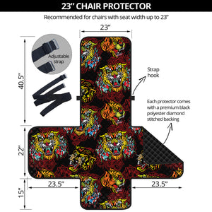 Red Tiger Tattoo Pattern Print Armchair Protector