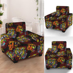 Red Tiger Tattoo Pattern Print Armchair Slipcover