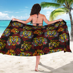 Red Tiger Tattoo Pattern Print Beach Sarong Wrap