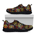 Red Tiger Tattoo Pattern Print Black Running Shoes