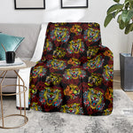 Red Tiger Tattoo Pattern Print Blanket