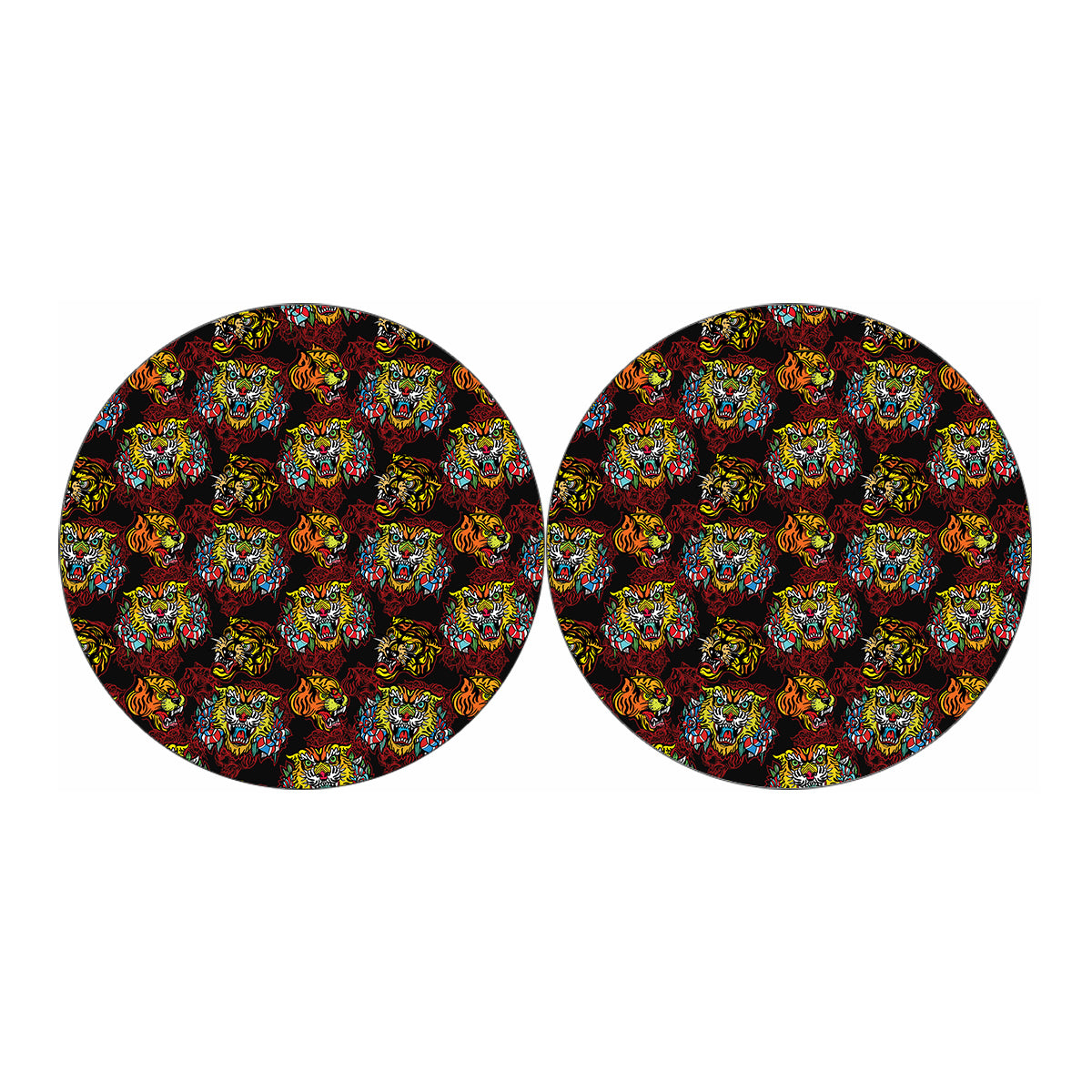 Red Tiger Tattoo Pattern Print Car Coasters