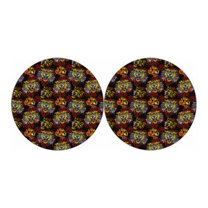 Red Tiger Tattoo Pattern Print Car Coasters