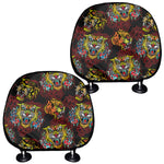 Red Tiger Tattoo Pattern Print Car Headrest Covers