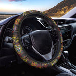 Red Tiger Tattoo Pattern Print Car Steering Wheel Cover