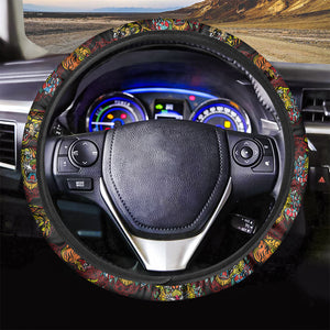 Red Tiger Tattoo Pattern Print Car Steering Wheel Cover