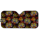 Red Tiger Tattoo Pattern Print Car Sun Shade