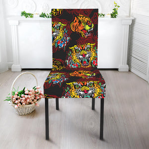 Red Tiger Tattoo Pattern Print Dining Chair Slipcover