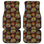 Red Tiger Tattoo Pattern Print Front and Back Car Floor Mats