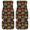 Red Tiger Tattoo Pattern Print Front and Back Car Floor Mats