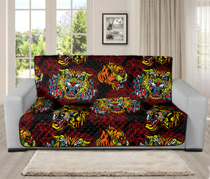 Red Tiger Tattoo Pattern Print Futon Protector