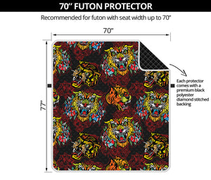 Red Tiger Tattoo Pattern Print Futon Protector