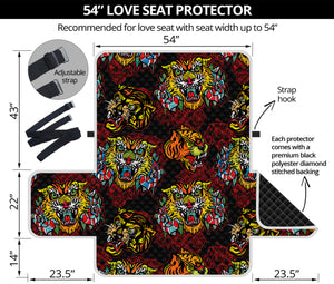 Red Tiger Tattoo Pattern Print Loveseat Protector