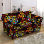 Red Tiger Tattoo Pattern Print Loveseat Slipcover