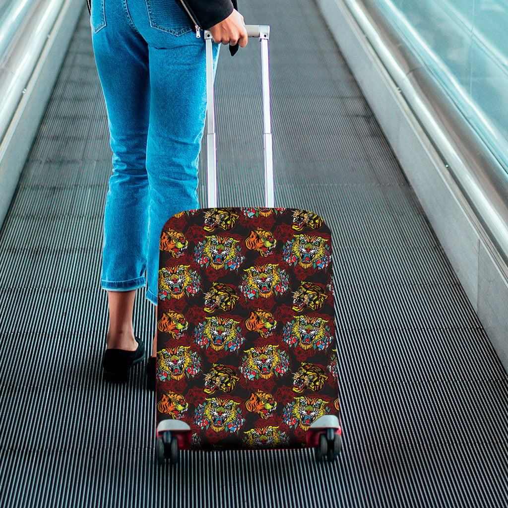 Red Tiger Tattoo Pattern Print Luggage Cover