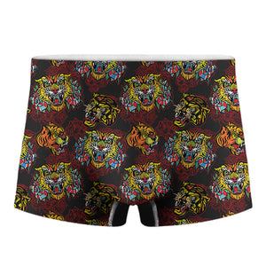 Red Tiger Tattoo Pattern Print Men's Boxer Briefs