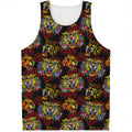 Red Tiger Tattoo Pattern Print Men's Tank Top