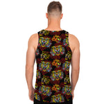 Red Tiger Tattoo Pattern Print Men's Tank Top