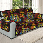 Red Tiger Tattoo Pattern Print Oversized Sofa Protector