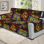 Red Tiger Tattoo Pattern Print Oversized Sofa Protector