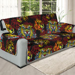 Red Tiger Tattoo Pattern Print Oversized Sofa Protector