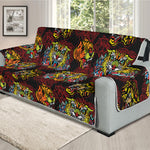 Red Tiger Tattoo Pattern Print Oversized Sofa Protector