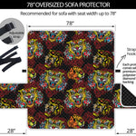 Red Tiger Tattoo Pattern Print Oversized Sofa Protector