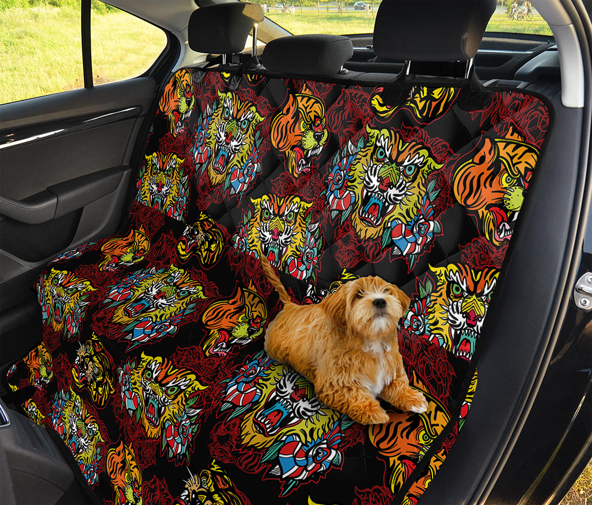 Red Tiger Tattoo Pattern Print Pet Car Back Seat Cover