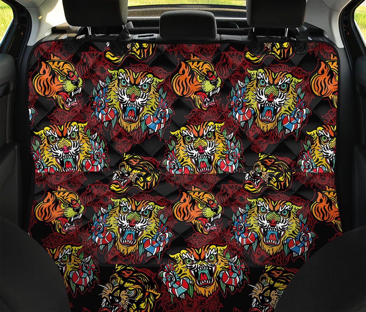 Red Tiger Tattoo Pattern Print Pet Car Back Seat Cover