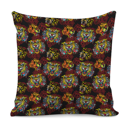 Red Tiger Tattoo Pattern Print Pillow Cover