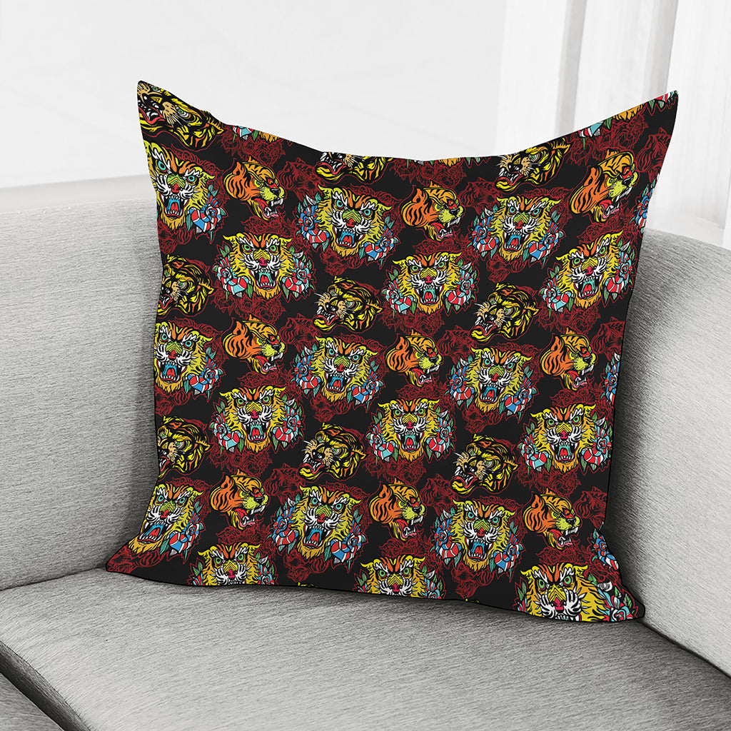 Red Tiger Tattoo Pattern Print Pillow Cover