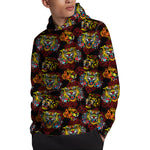 Red Tiger Tattoo Pattern Print Pullover Hoodie