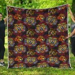 Red Tiger Tattoo Pattern Print Quilt