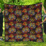 Red Tiger Tattoo Pattern Print Quilt