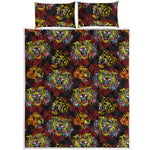 Red Tiger Tattoo Pattern Print Quilt Bed Set