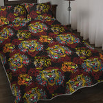 Red Tiger Tattoo Pattern Print Quilt Bed Set