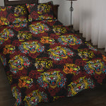 Red Tiger Tattoo Pattern Print Quilt Bed Set