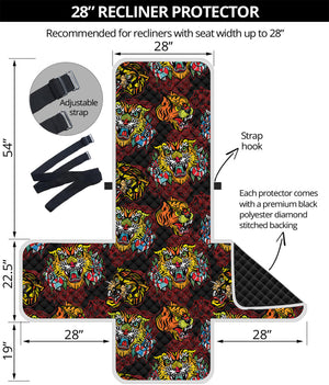 Red Tiger Tattoo Pattern Print Recliner Protector