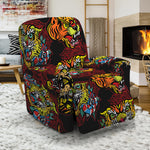 Red Tiger Tattoo Pattern Print Recliner Slipcover