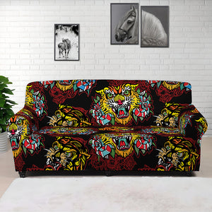 Red Tiger Tattoo Pattern Print Sofa Cover