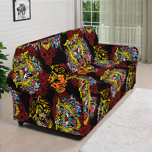 Red Tiger Tattoo Pattern Print Sofa Cover