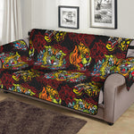 Red Tiger Tattoo Pattern Print Sofa Protector