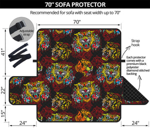 Red Tiger Tattoo Pattern Print Sofa Protector