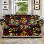 Red Tiger Tattoo Pattern Print Sofa Protector