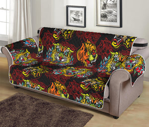 Red Tiger Tattoo Pattern Print Sofa Protector