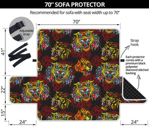 Red Tiger Tattoo Pattern Print Sofa Protector