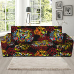 Red Tiger Tattoo Pattern Print Sofa Slipcover