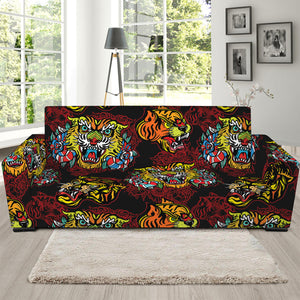 Red Tiger Tattoo Pattern Print Sofa Slipcover