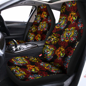 Red Tiger Tattoo Pattern Print Universal Fit Car Seat Covers