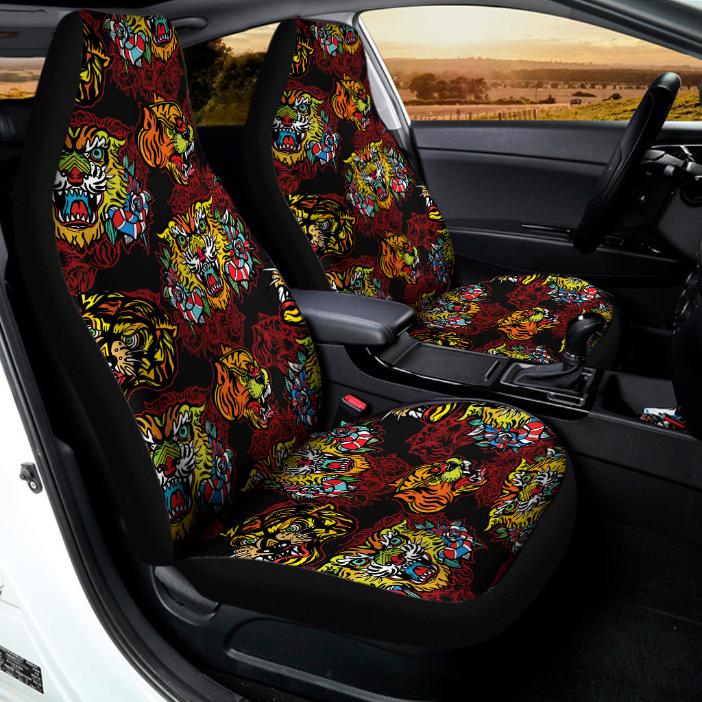 Red Tiger Tattoo Pattern Print Universal Fit Car Seat Covers